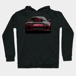 Blazing Hot: Red Supra Front Fiery Front Body Posterize Car Design Hoodie